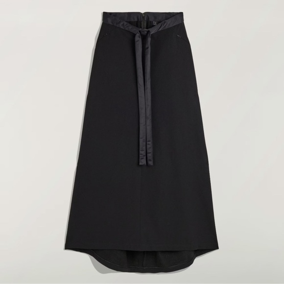 ADIDAS Y3 YOHJI YAMAMOTO Black Tie Waist Maxi Skirt NWOT M - Picture 4 of 12